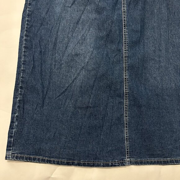 Cato Womens Denim Jean Maxi Skirt Back Slit Embroidered Pockets Size 18W Y2K - Picture 6 of 16